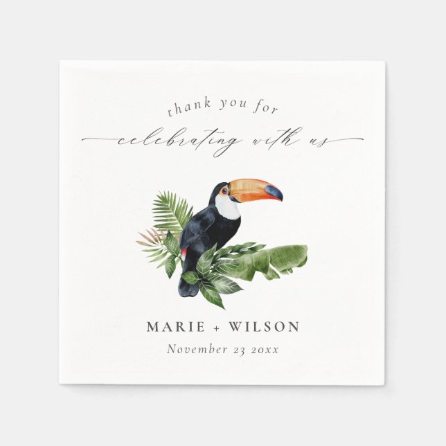 Eleganter Chic Tropical Rainforest Toucan Wedding Serviette (Vorderseite)