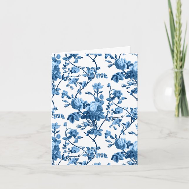 Eleganter Chic Vintag Blue Rose Floral Dankeskarte (Vorderseite)