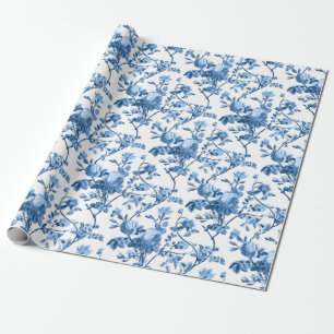 Eleganter Chic Vintag Blue Rose Floral Geschenkpapier