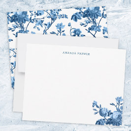 Eleganter Chic Vintag Blue Rose Floral Mitteilungskarte