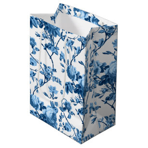 Eleganter Chic Vintag Blue Rose Floral Mittlere Geschenktüte