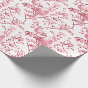 Eleganter Chic Vintage Rosa Rosenblüten Geschenkpapier