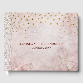 Eleganter Chic Wedding Modern Simple Pink and Gold Gästebuch