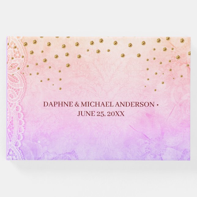 Eleganter Chic Wedding Modern Simple Pink and Gold Gästebuch (Vorderseite)