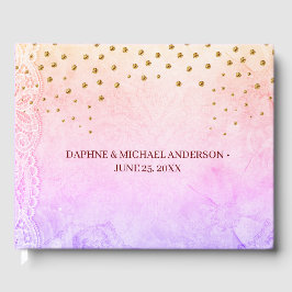 Eleganter Chic Wedding Modern Simple Pink and Gold Gästebuch