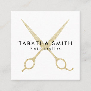 Eleganter ChicgoldGlitter scissors Haar-Stylisten Quadratische Visitenkarte