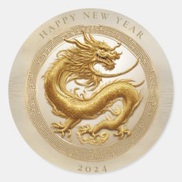 Eleganter chinesischer New Year Gold Dragon Runder Aufkleber