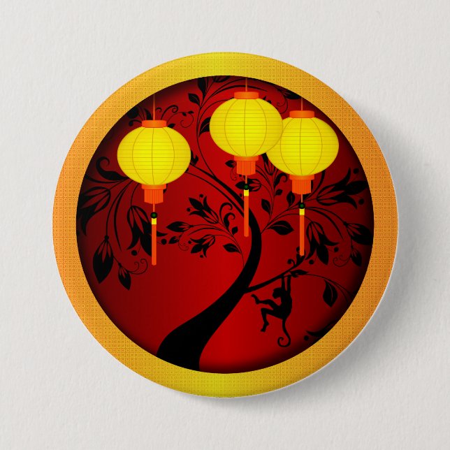 Eleganter chinesischer New Year Monkey mit Goldkla Button (Vorderseite)