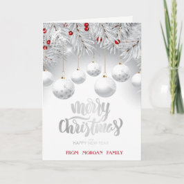 Eleganter Chis Weihnachtsball, White Holiday Card Feiertagskarte