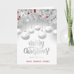 Eleganter Chis Weihnachtsball, White Holiday Card Feiertagskarte