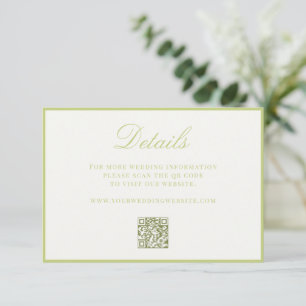 Eleganter Citrusgrüner Hochzeit QR-Code im Old-Mon Begleitkarte