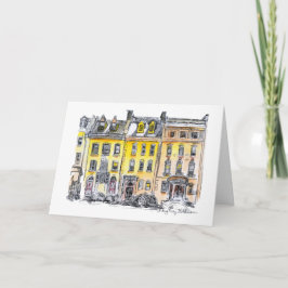Eleganter City Brownstones HandGezeichnet Pen und Karte