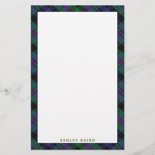 Eleganter Clan-BairdTartan kariert Briefpapier (Vorderseite)