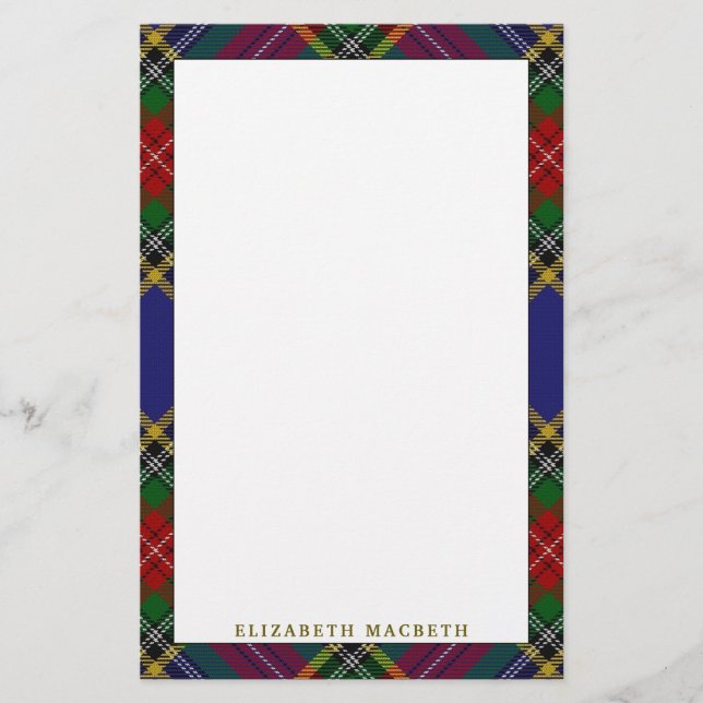 Eleganter Clan-MacbethTartan kariert Briefpapier (Vorderseite)