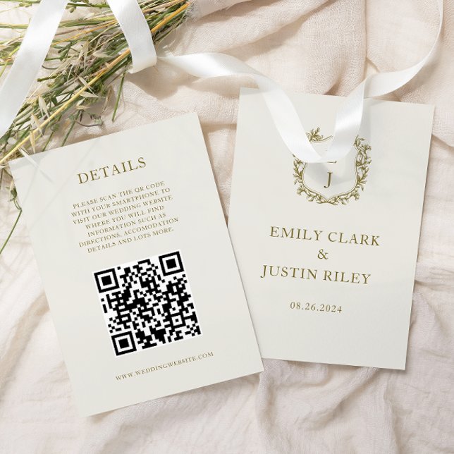 Eleganter Classic Gold Wedding QR Code Details Begleitkarte (Von Creator hochgeladen)