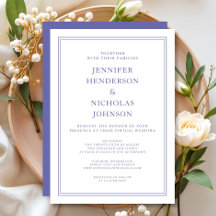 Eleganter Classic Lila & White Virtual Wedding Inv