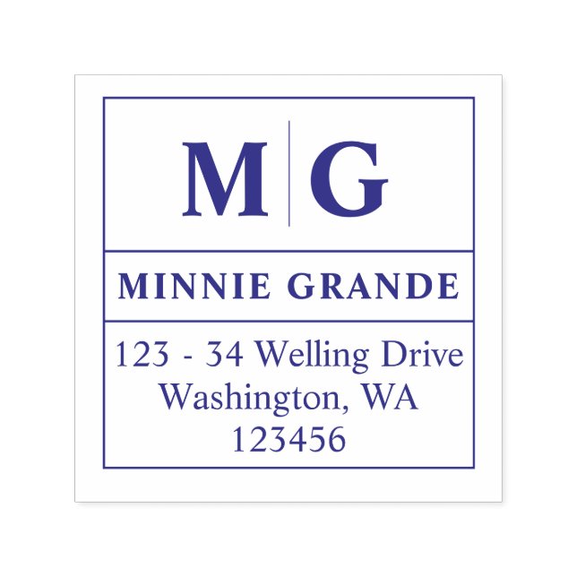 Eleganter Classic Monogram Rücksendeadresse Square Permastempel (Design)
