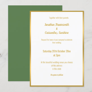 ELEGANTER CLASSIC SAGE GOLD WEDING INVITATION EINLADUNG
