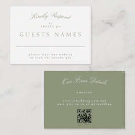 Eleganter Classic Sage Green Wedding QR CODE UAWG Mitteilungskarte