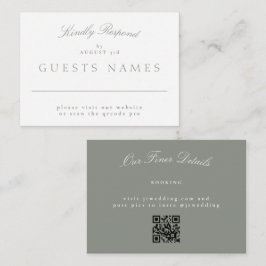 Eleganter Classic Sage Green Wedding QR CODE UAWG Mitteilungskarte