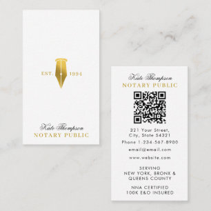 Eleganter Classy Notar-Unterschriftsagent QR-Code Visitenkarte