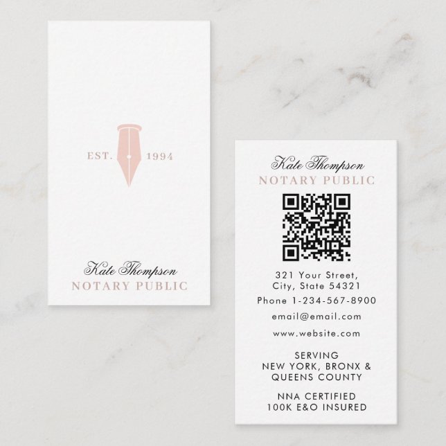 Eleganter Classy Notar-Unterschriftsagent QR-Code  Visitenkarte (Vorne/Hinten)