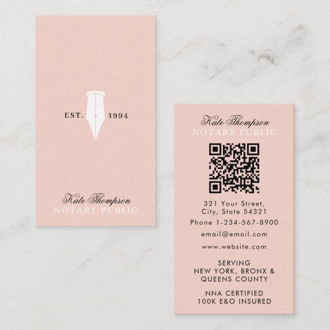 Eleganter Classy Notar-Unterschriftsagent QR-Code  Visitenkarte (Vorne/Hinten)