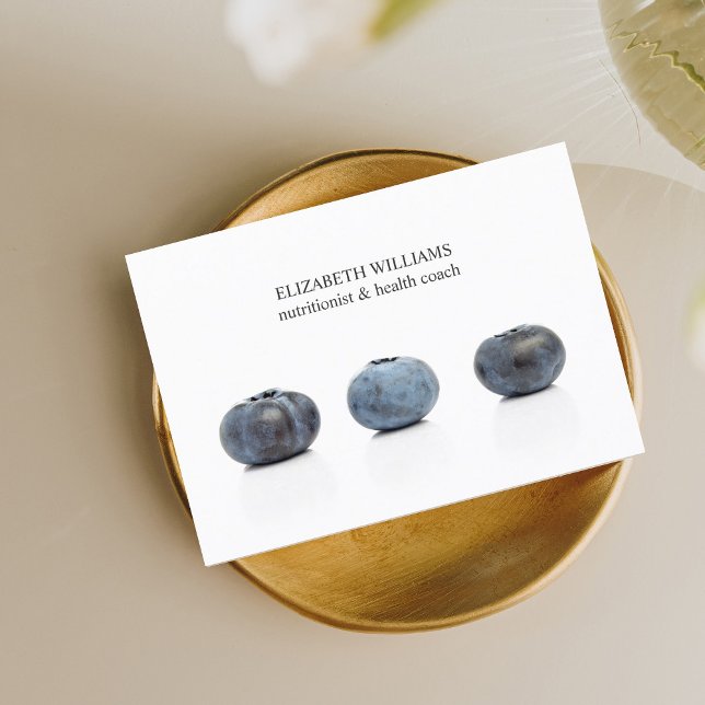 Eleganter Clean Blueberry Nutritionist Health Coac Visitenkarte (Von Creator hochgeladen)