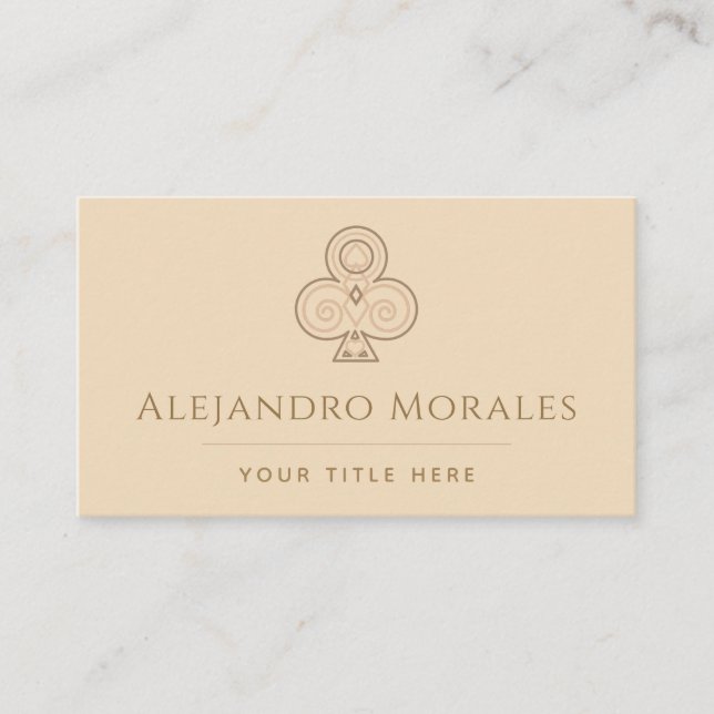 Eleganter Club Logo Card Spielkasino Thema Beige Visitenkarte (Vorderseite)