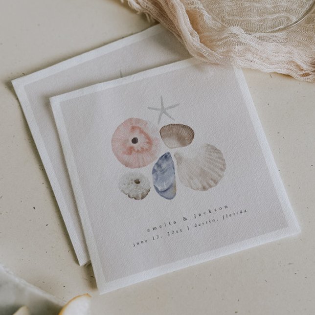 Eleganter Coastal Beach Hochzeitscocktail Napkins Serviette (Von Creator hochgeladen)