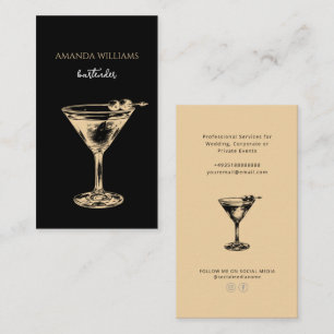 Eleganter Cocktail Beruflicher Barkeeper Visitenkarte
