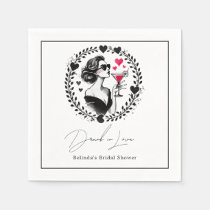 Eleganter Cocktail, betrunken vor Liebe, Brautpart Serviette