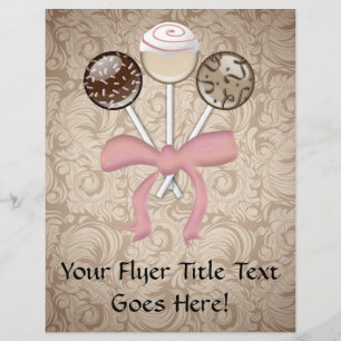 Eleganter Cocoa Damask Cake Pop Flyer