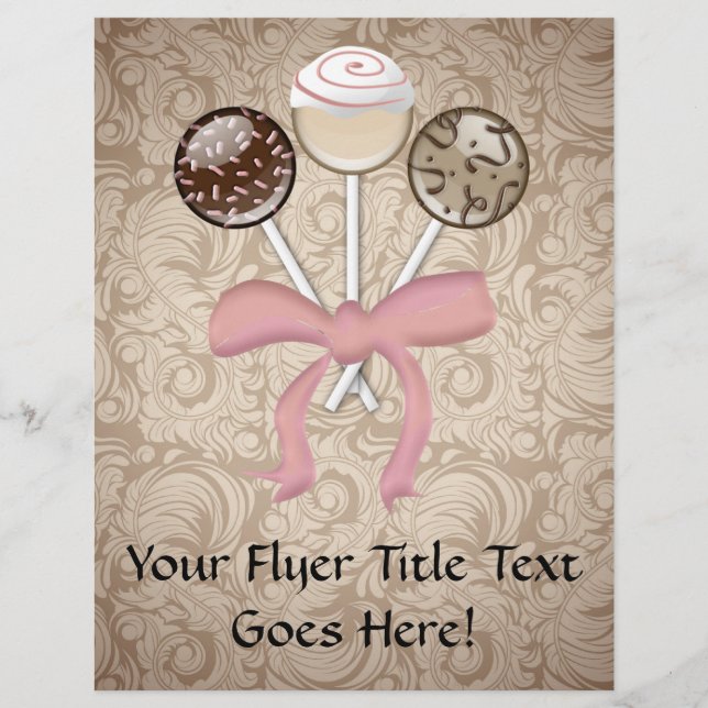 Eleganter Cocoa Damask Cake Pop Flyer (Vorne)