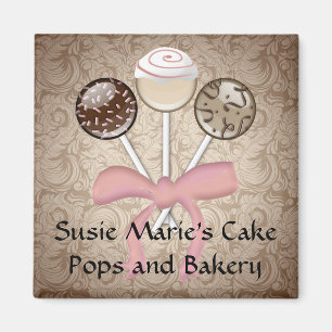Eleganter Cocoa Damask Cake Pop Magnet