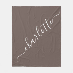 Eleganter Coffee Brown Script Name Personalisiert  Fleecedecke