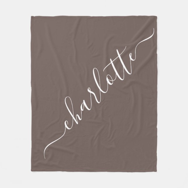 Eleganter Coffee Brown Script Name Personalisiert  Fleecedecke (Vorderseite)