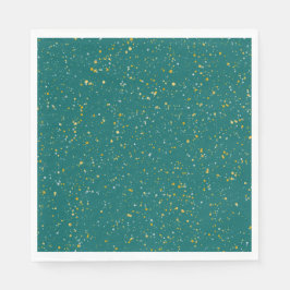 Eleganter Confetti Space - Aquamarines Grün & Gold Serviette