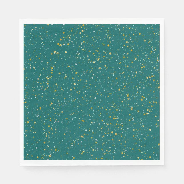 Eleganter Confetti Space - Aquamarines Grün & Gold Serviette (Vorderseite)