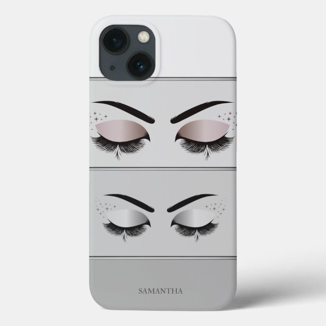 Eleganter Cooler, moderner Grau gestreift, Lashes Case-Mate iPhone Hülle (Rückseite)