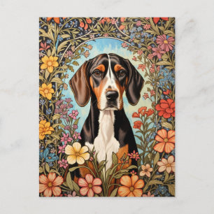 Eleganter Coonhound Bunte Blumen Postkarte