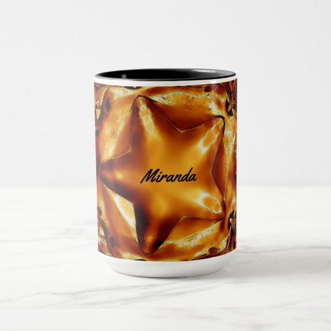 Eleganter Copper Gold Weihnachts-Star-Individuelle Tasse (Zentrum)