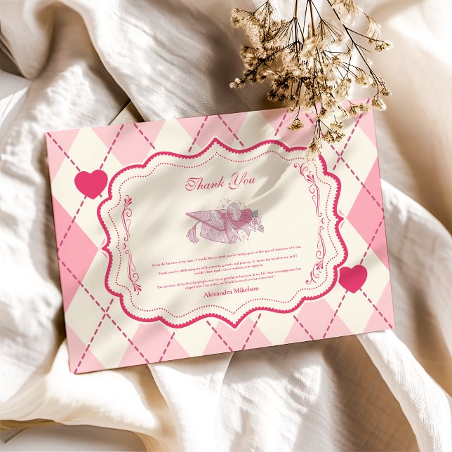 Eleganter Coquette Pink Bow Abschluss Dankeskarte (Von Creator hochgeladen)