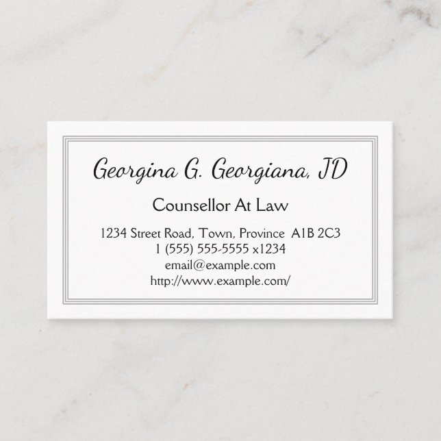Eleganter Counselor at Law Business Card Visitenkarte (Vorderseite)