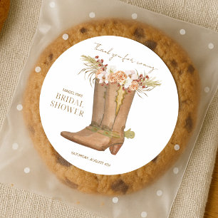 Eleganter Cowgirl-Stiefel Blumen Dankeschön-Aufkle Runder Aufkleber