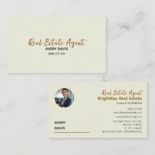 Eleganter Cream & Script Real Anwesen Agent Visitenkarte