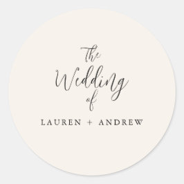 Eleganter Cream und Black Wedding Umschlag Aufkleb Runder Aufkleber