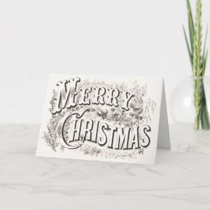 Eleganter Currier & Ives MERRY CHRISTMAS Lithograp Feiertagskarte