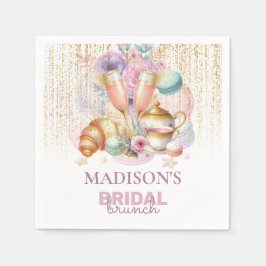 Eleganter Custom Bridal Brunch Pink & Gold Glitzer Serviette