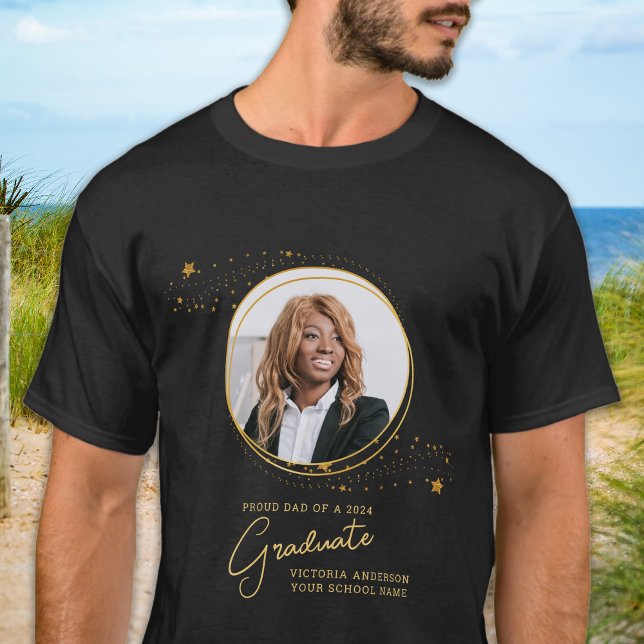Eleganter Custom Graduate Foto Gold Abschluss T-Shirt (Von Creator hochgeladen)
